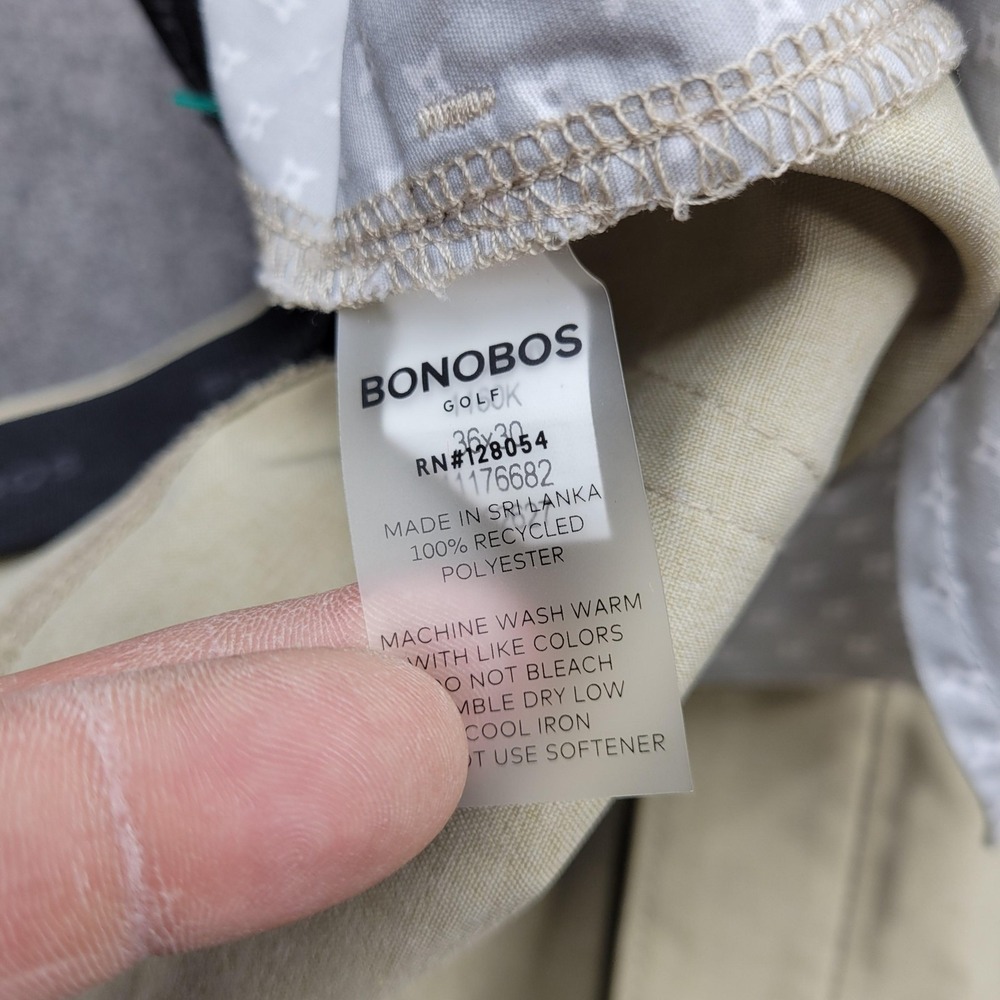 Bonobos Golf Pants Men 36x30 Beige Slim Taper Khakis Stretch Performance Pockets - Picture 5 of 8